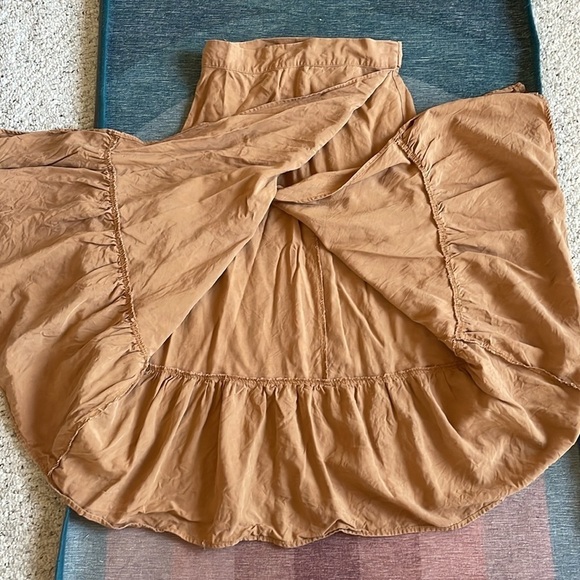 Forever 21 Neutral Tan Flax Linen True Wrap Midi Skirt - Picture 7 of 10